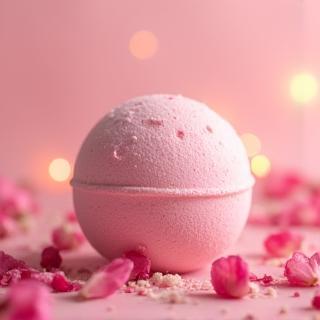 Bomba de baño rosa romántica, tonos rosados